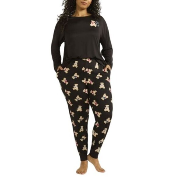 New Joyspun Size XL Pajama Set Teddy Bear Sleepwear Elastic Waistband Pockets - Picture 1 of 11